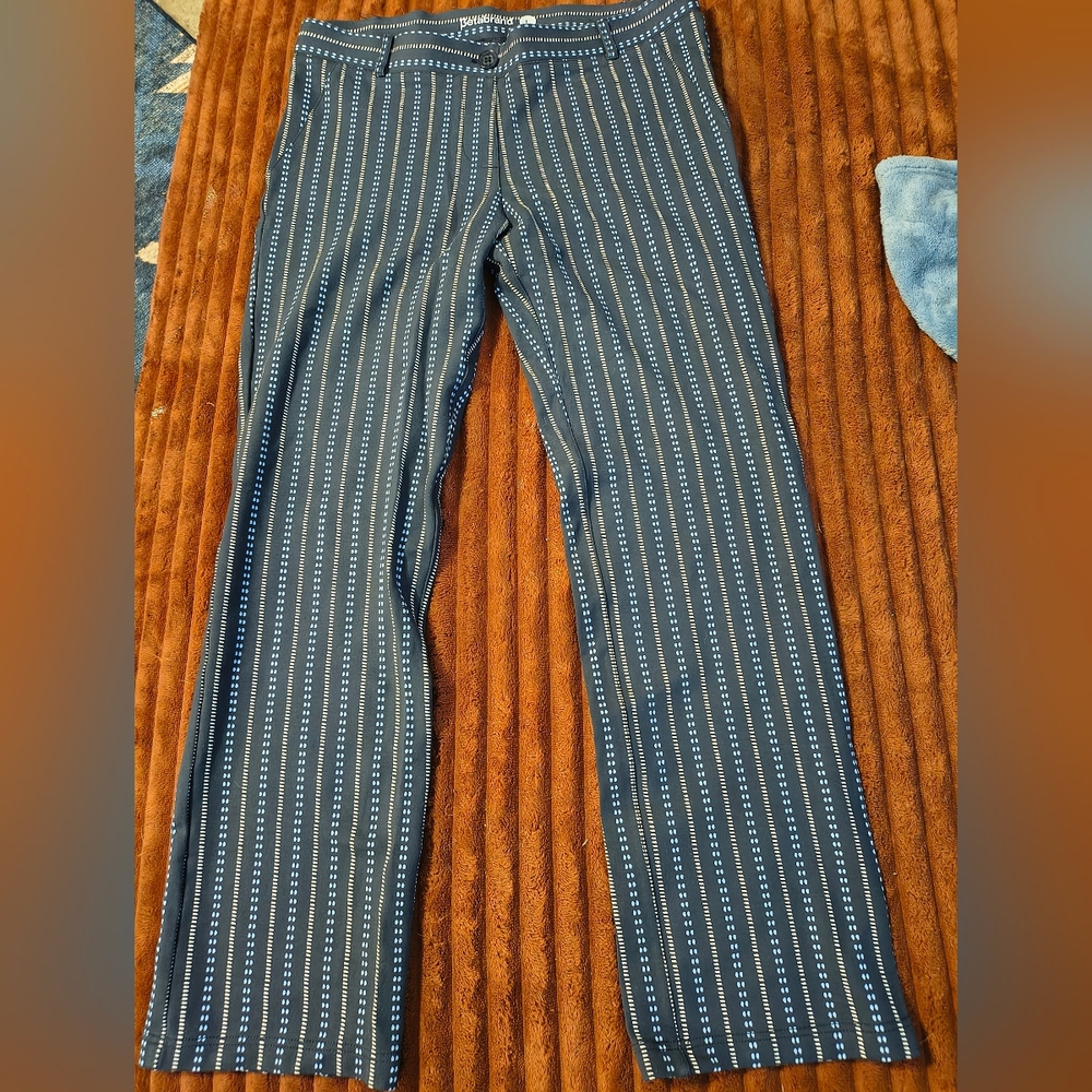 Betabrand Blue and White Patterned Pants